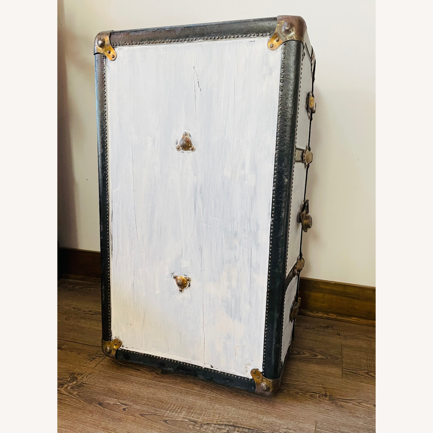 Antique Flat Top P&S Trunk With Floral Organizer - image-3