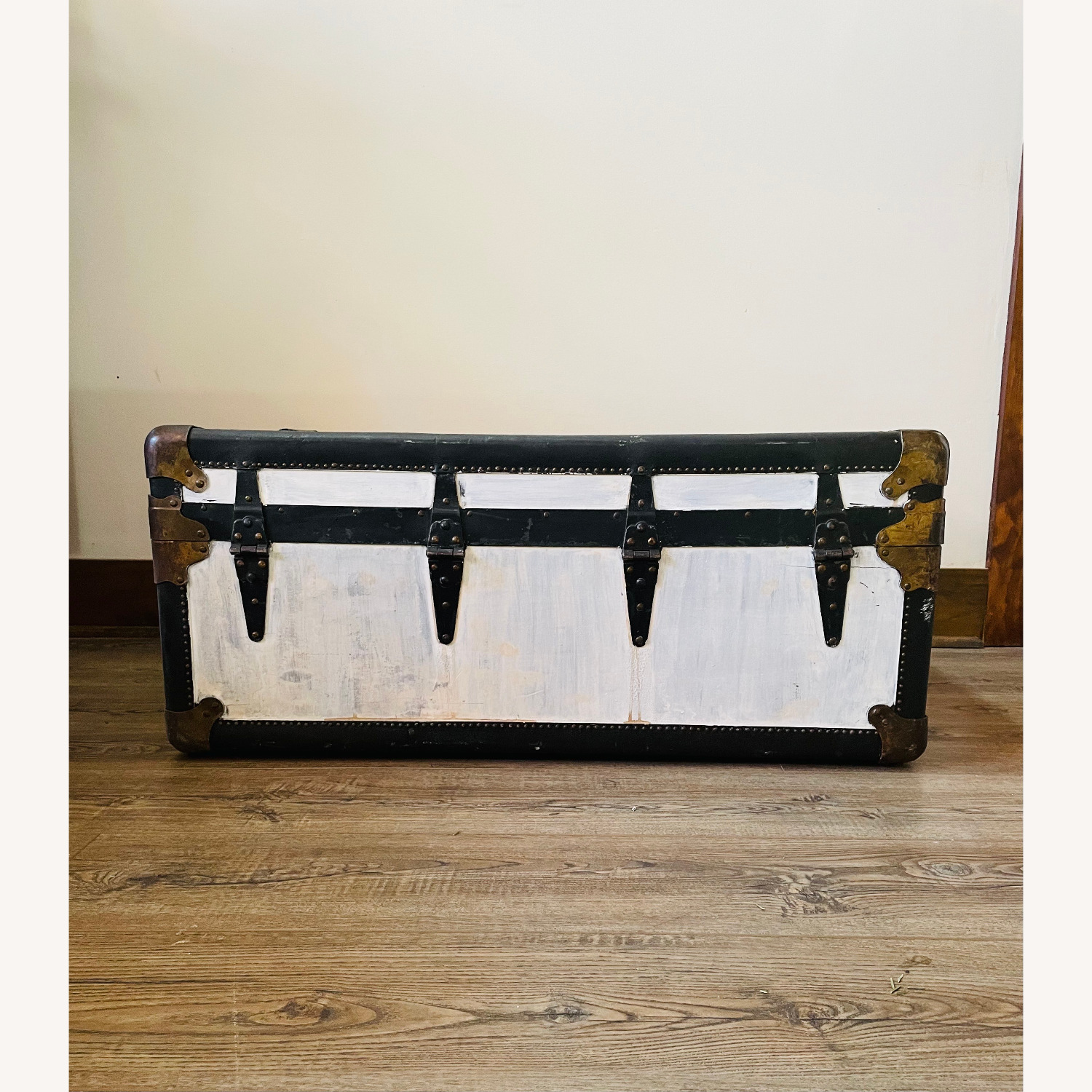 Antique Flat Top P&S Trunk With Floral Organizer - image-18