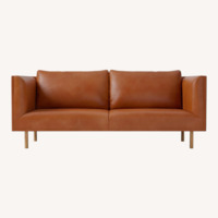 West Elm Dark Brown Leather 3+ Seater Sofa