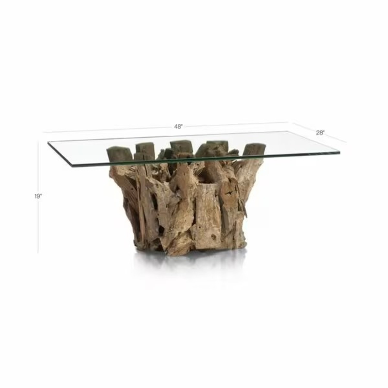 Crate & Barrel Driftwood Natural Glass Coffee Table - image-2
