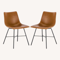 Poly and Bark Leather Dining Chairs  4 Chairs 