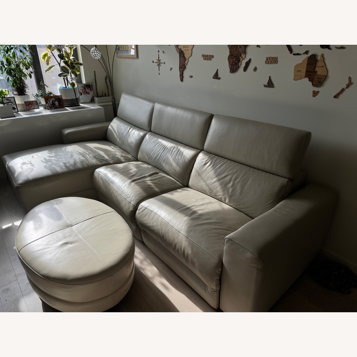 Macy's Nevio Leather Sofa + Ottoman - image-5
