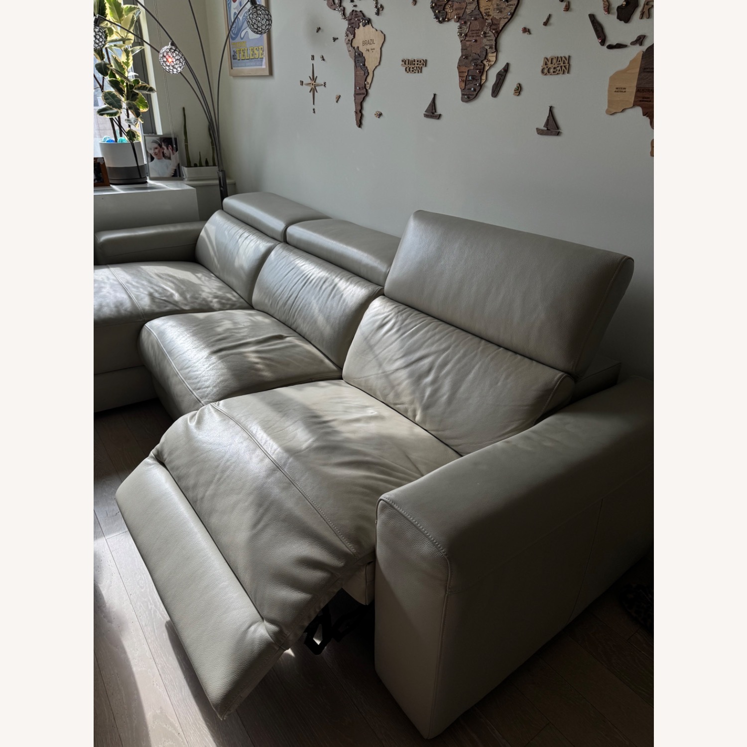 Macy's Nevio Leather Sofa + Ottoman - image-3