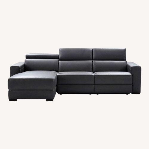 Used Macy's Nevio Leather Sofa + Ottoman for sale on AptDeco