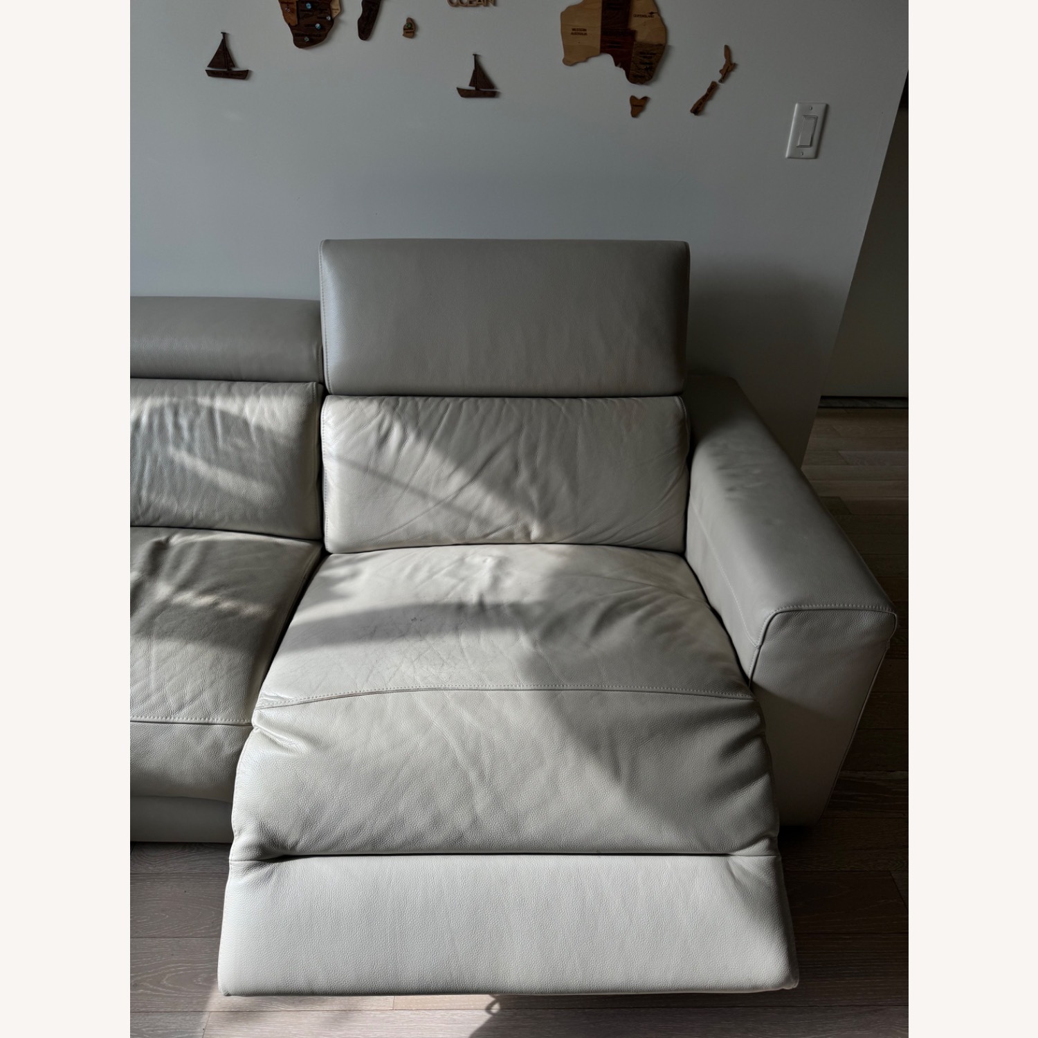 Macy's Nevio Leather Sofa + Ottoman - image-4