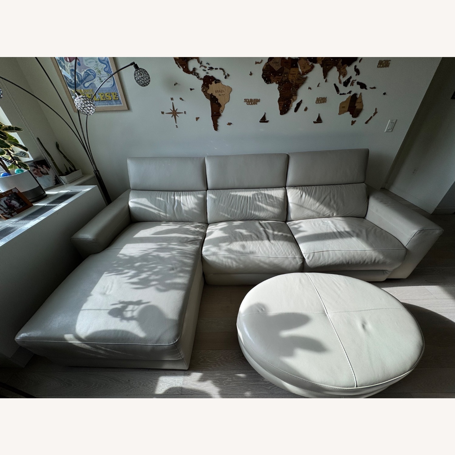 Macy's Nevio Leather Sofa + Ottoman - image-6