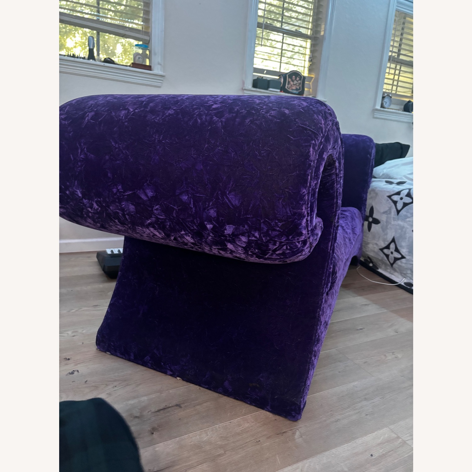 Vintage/Antique Purple Velvet 2 Seater Sofa - image-3