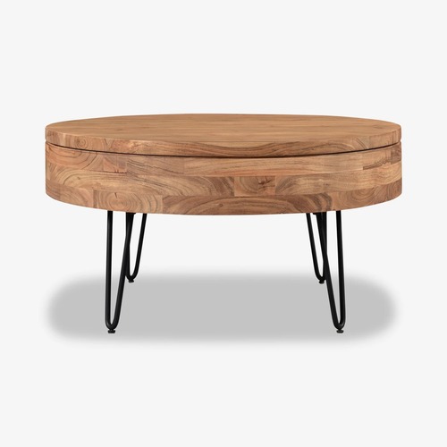 Used Caleb Acacia Wood Coffee Table with Storage  for sale on AptDeco
