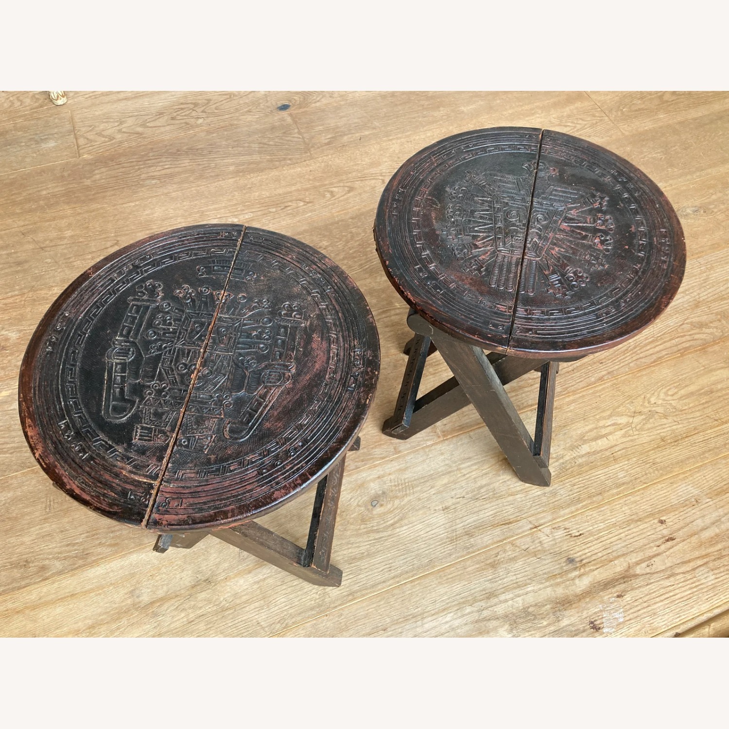 Vintage Peruvian Foldable Stools Pair of 2 - image-4