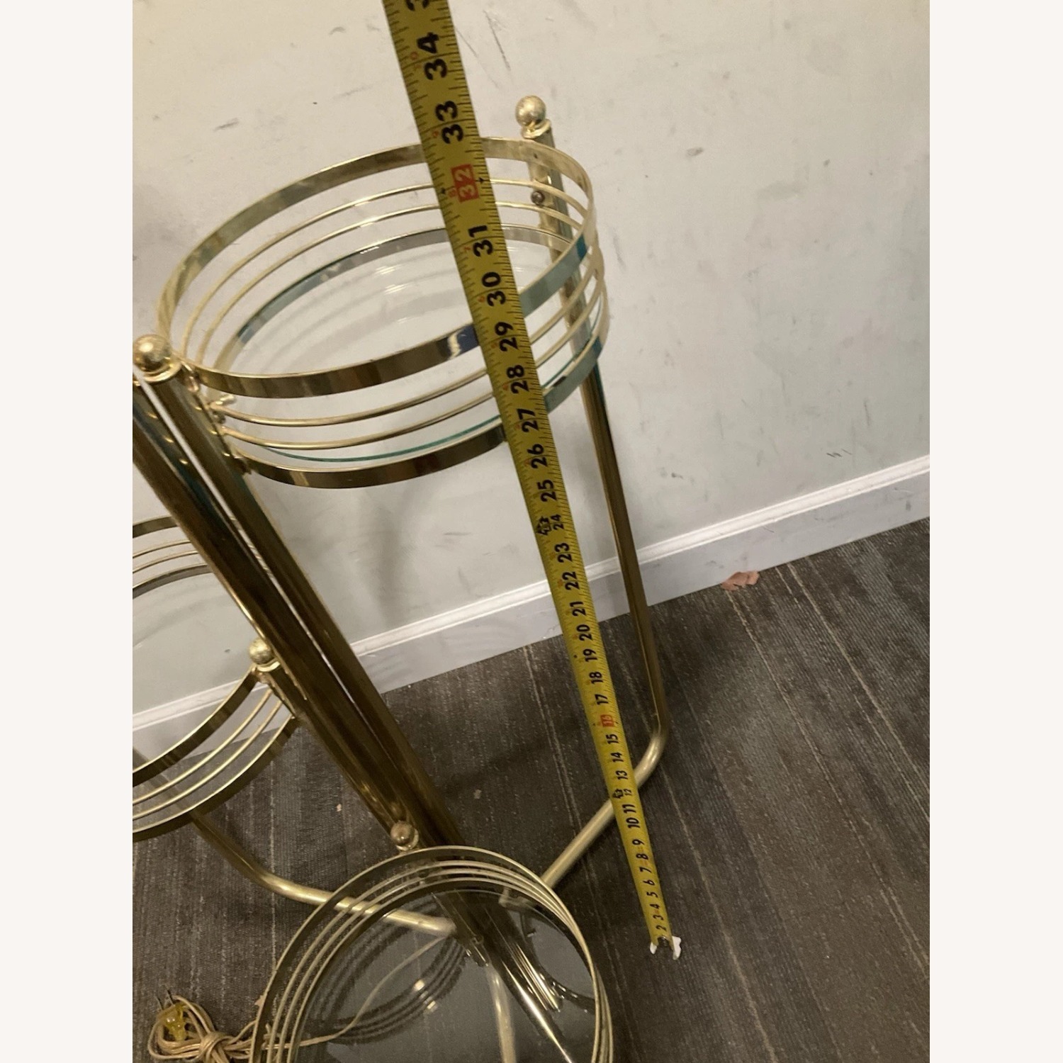 Vintage Floor Lamp 3 Tiered Glass Plant Stands - image-9