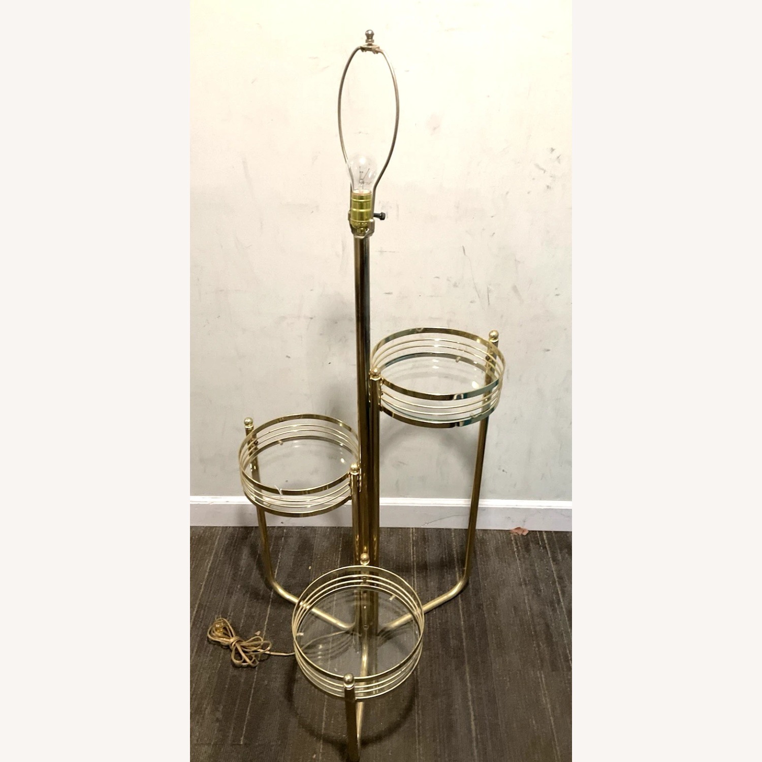 Vintage Floor Lamp 3 Tiered Glass Plant Stands - image-6