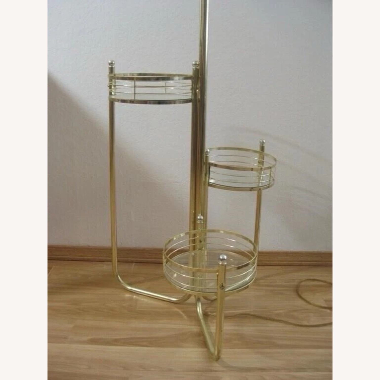 Vintage Floor Lamp 3 Tiered Glass Plant Stands - image-3