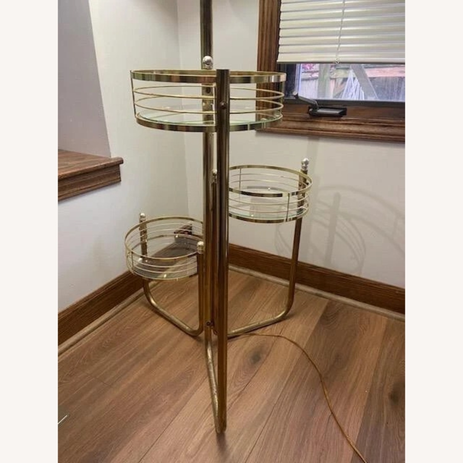 Vintage Floor Lamp 3 Tiered Glass Plant Stands - image-5
