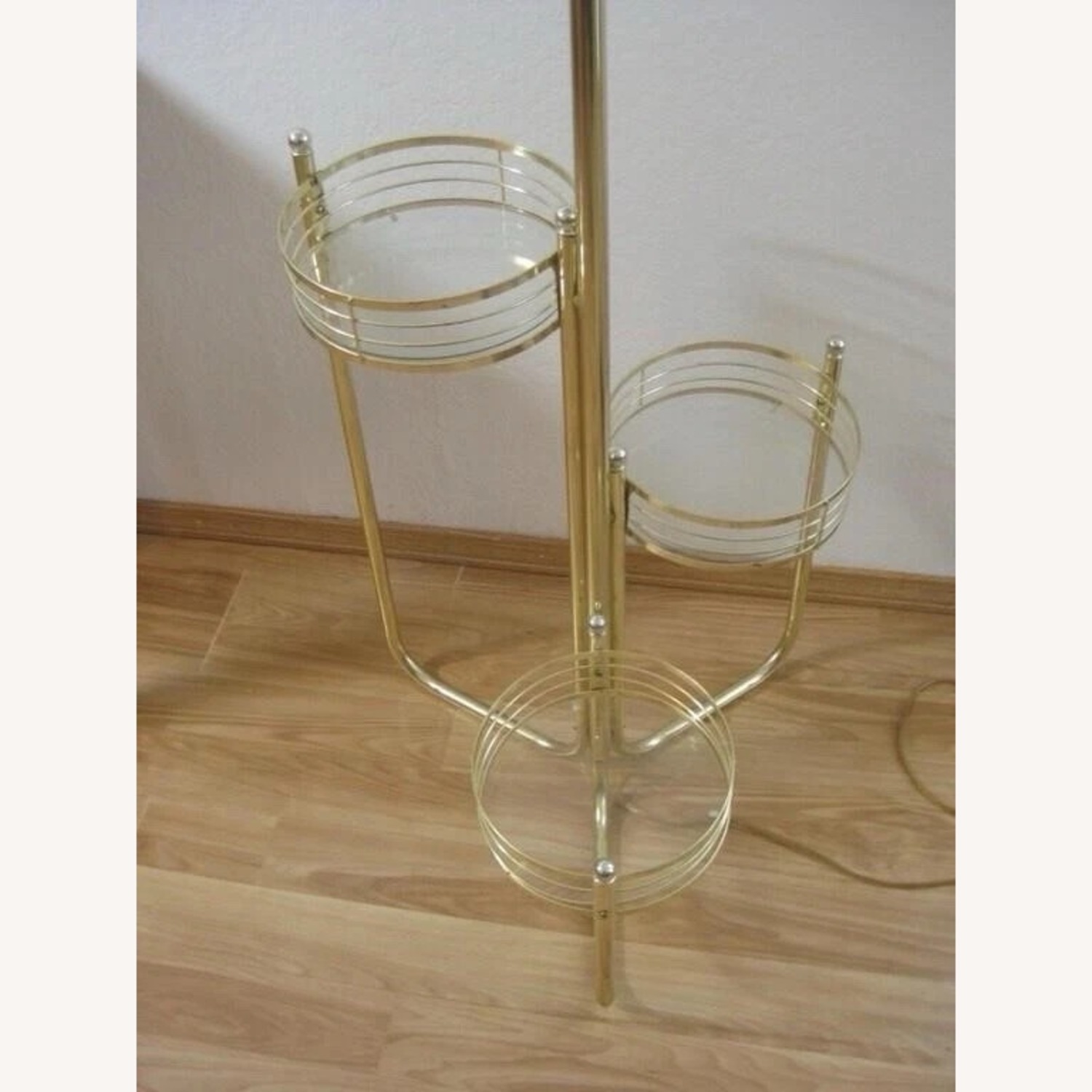 Vintage Floor Lamp 3 Tiered Glass Plant Stands - image-2