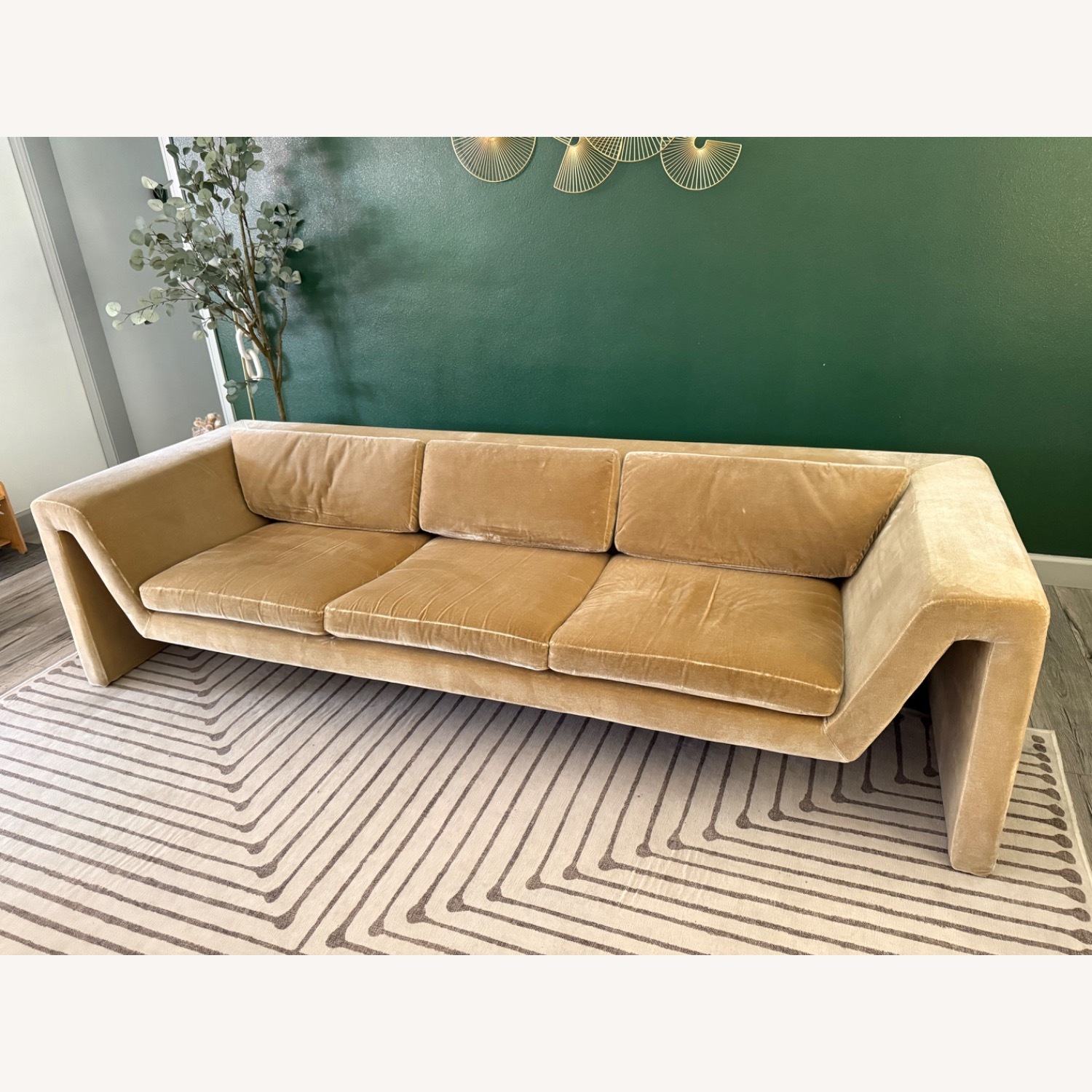 CB2 Perimeter Camel Faux Mohair Sofa - image-4