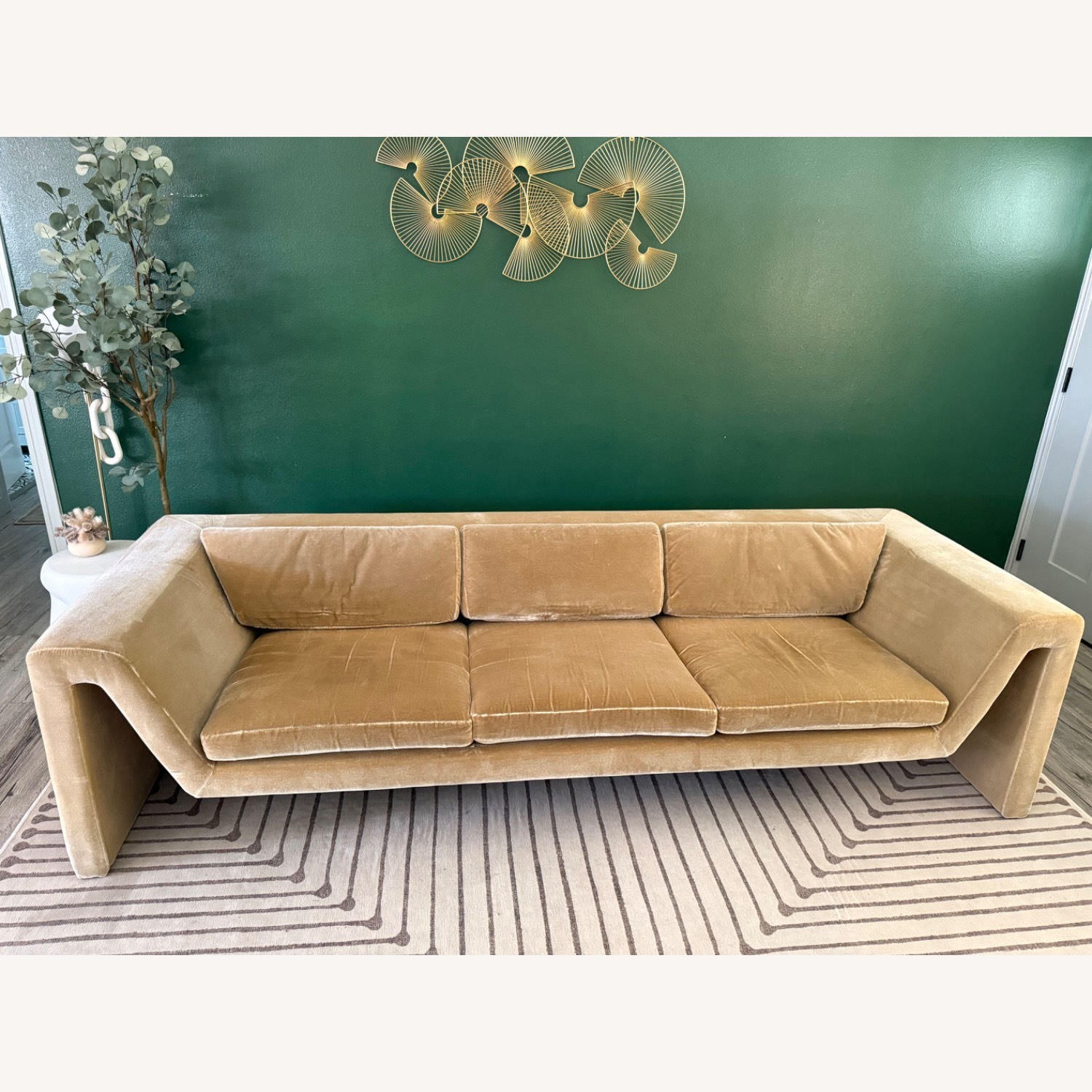 CB2 Perimeter Camel Faux Mohair Sofa - image-1