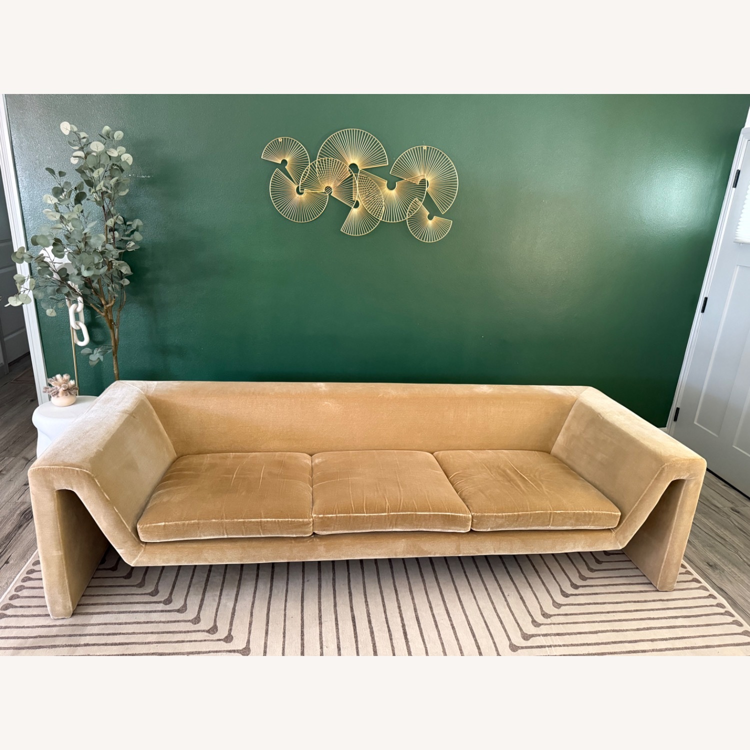 CB2 Perimeter Camel Faux Mohair Sofa - image-9