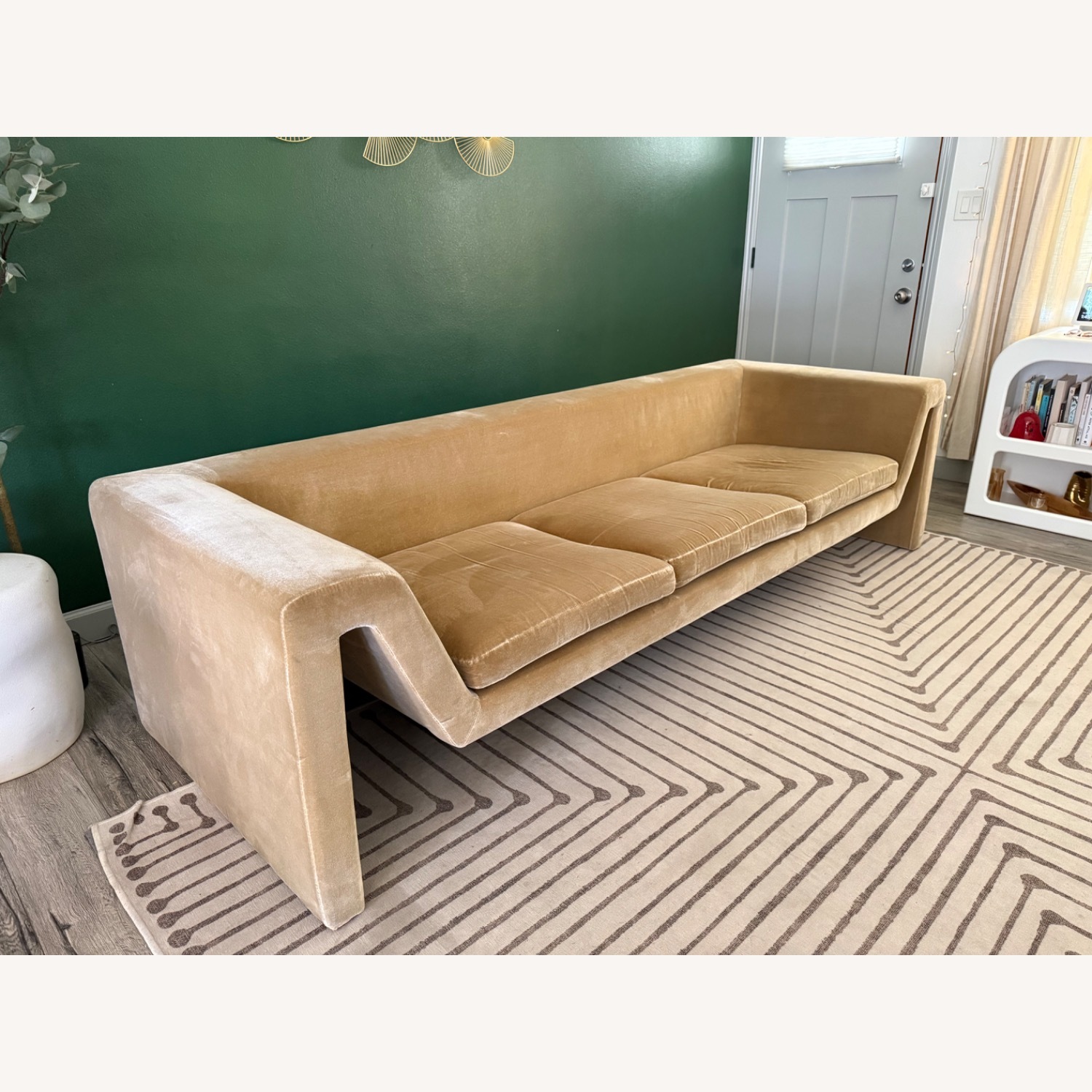 CB2 Perimeter Camel Faux Mohair Sofa - image-8