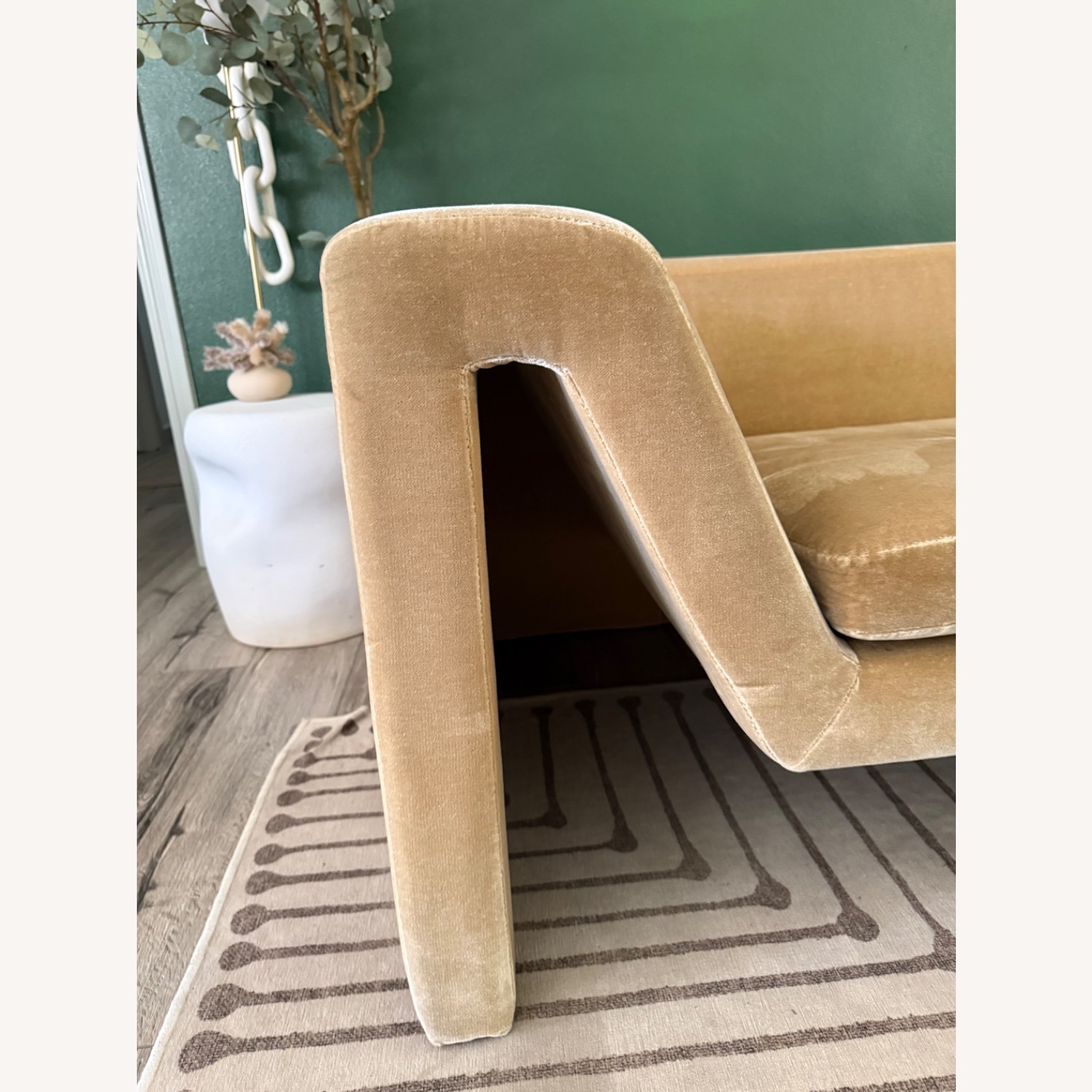 CB2 Perimeter Camel Faux Mohair Sofa - image-7