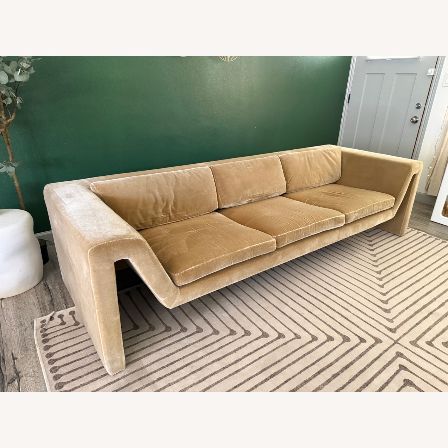 CB2 Perimeter Camel Faux Mohair Sofa - image-5