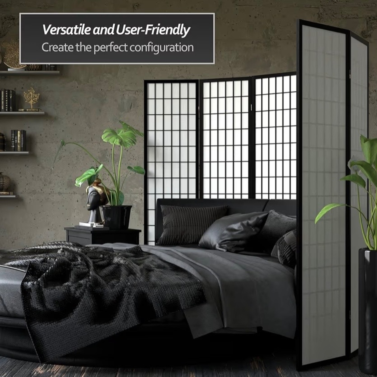 Black Wooden Shoji Screen - image-4