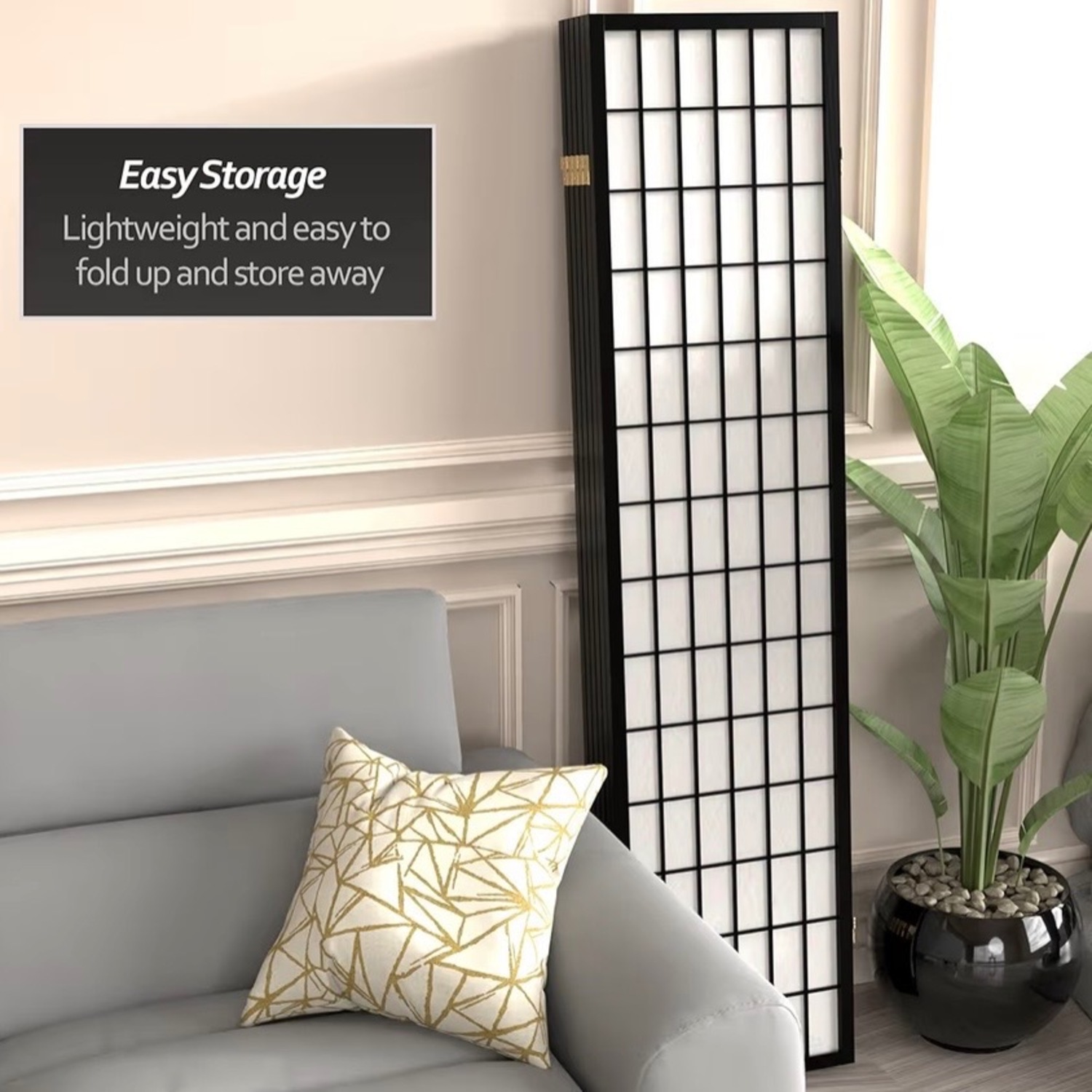 Black Wooden Shoji Screen - image-7