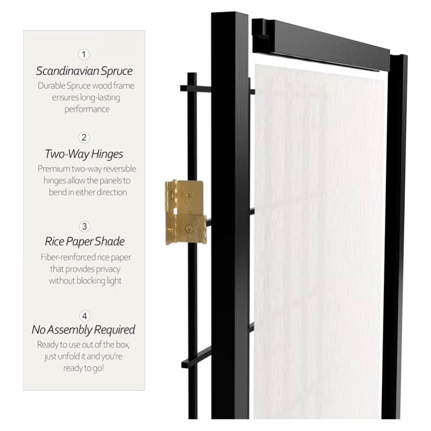 Black Wooden Shoji Screen - image-5