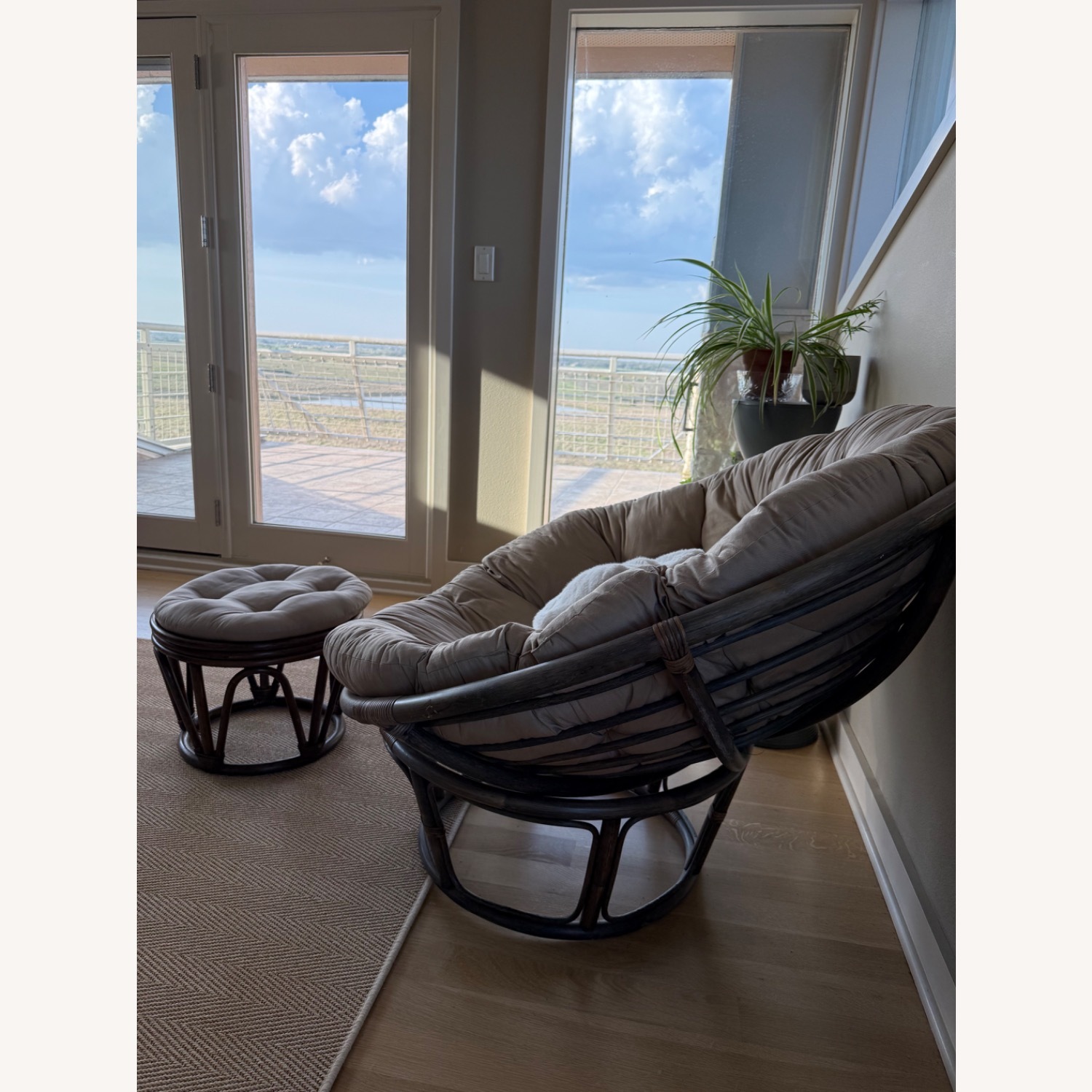 Pier 1 Imports Papasan Chair and Ottoman - image-2