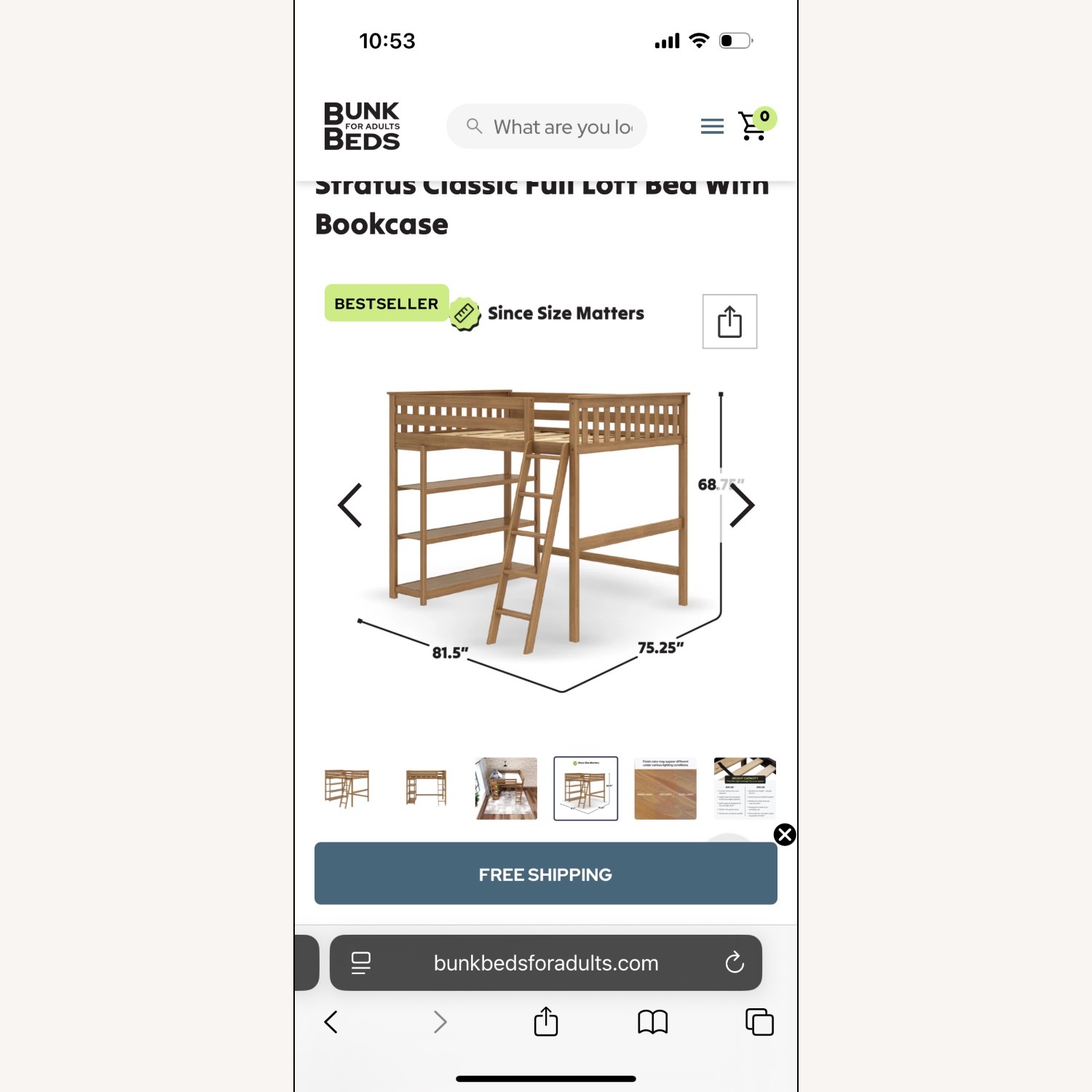 White Wood Loft Bed - image-4