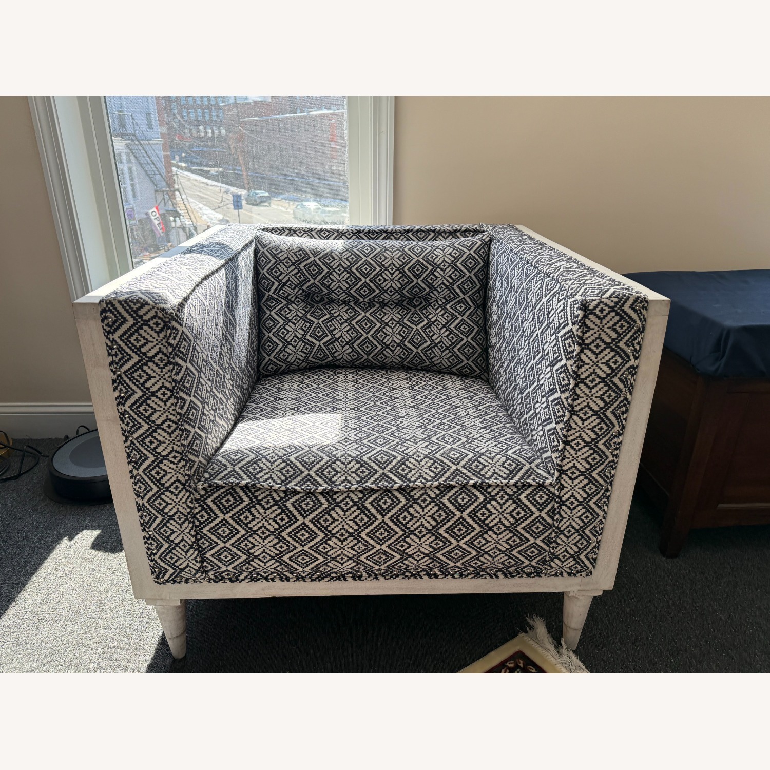 Pattern Accent Chair with White Frame - image-1
