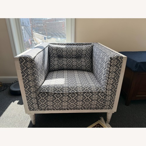 Used Pattern Accent Chair with White Frame for sale on AptDeco