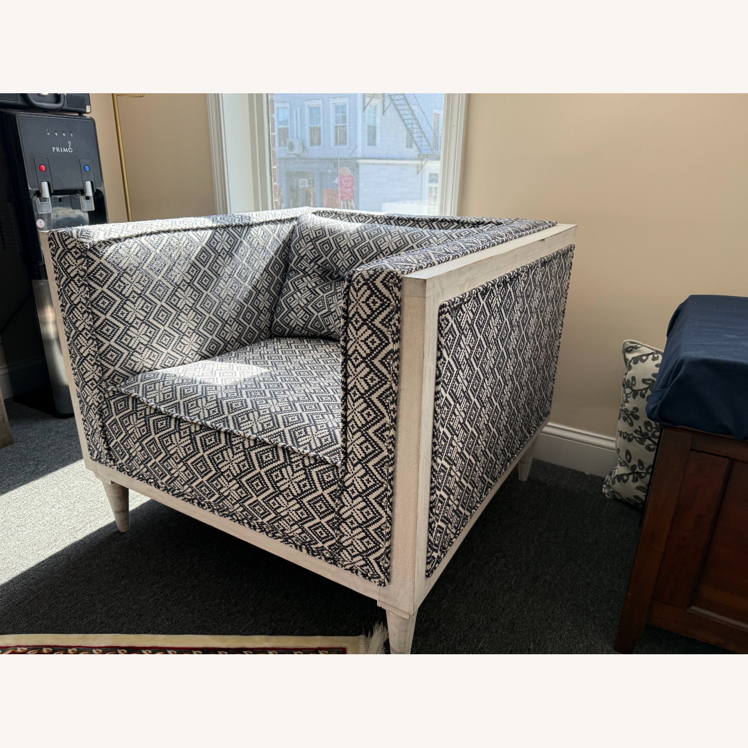 Pattern Accent Chair with White Frame - image-2