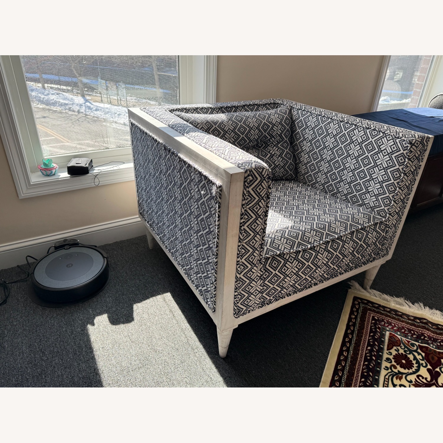 Pattern Accent Chair with White Frame - image-3
