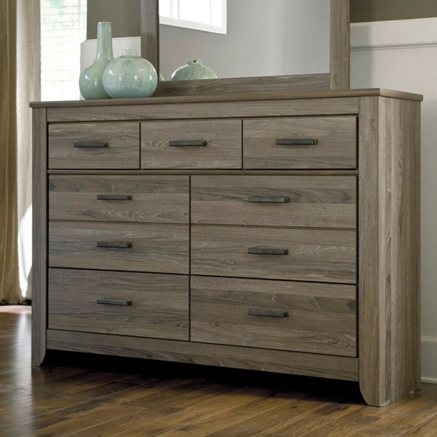 Ashley Furniture Zelen Dark Brown Wood Veneer Dresser - image-6
