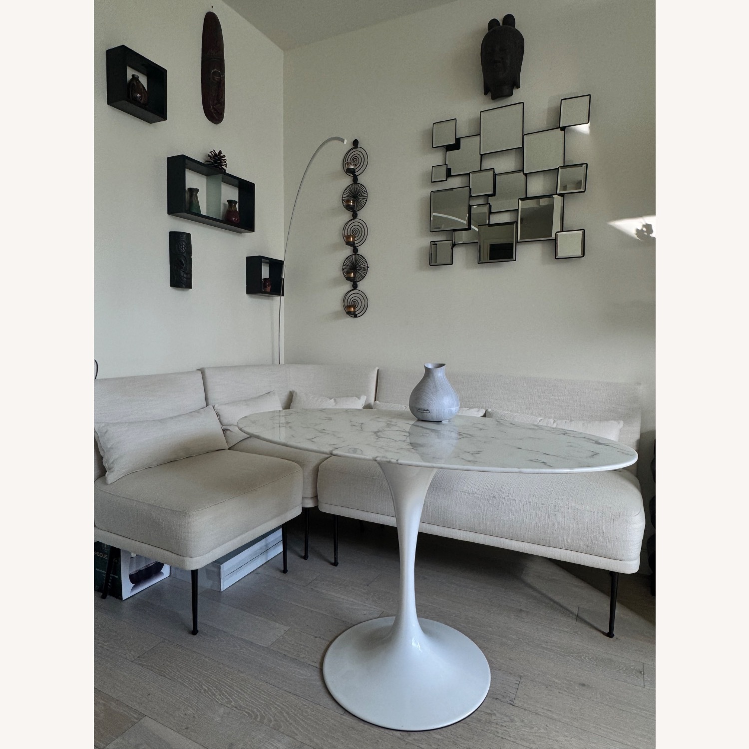 West Elm Modern Banquette + Modani Marble Table - image-1