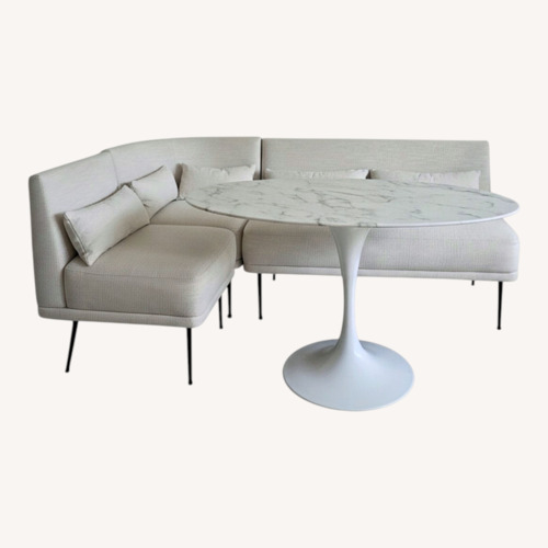 Used West Elm Modern Banquette + Modani Marble Table for sale on AptDeco