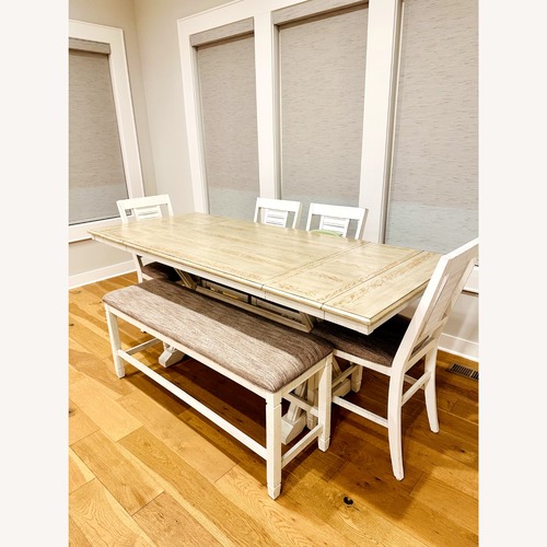 Used Dining Table Set With 4 Chairs and a Bench for sale on AptDeco