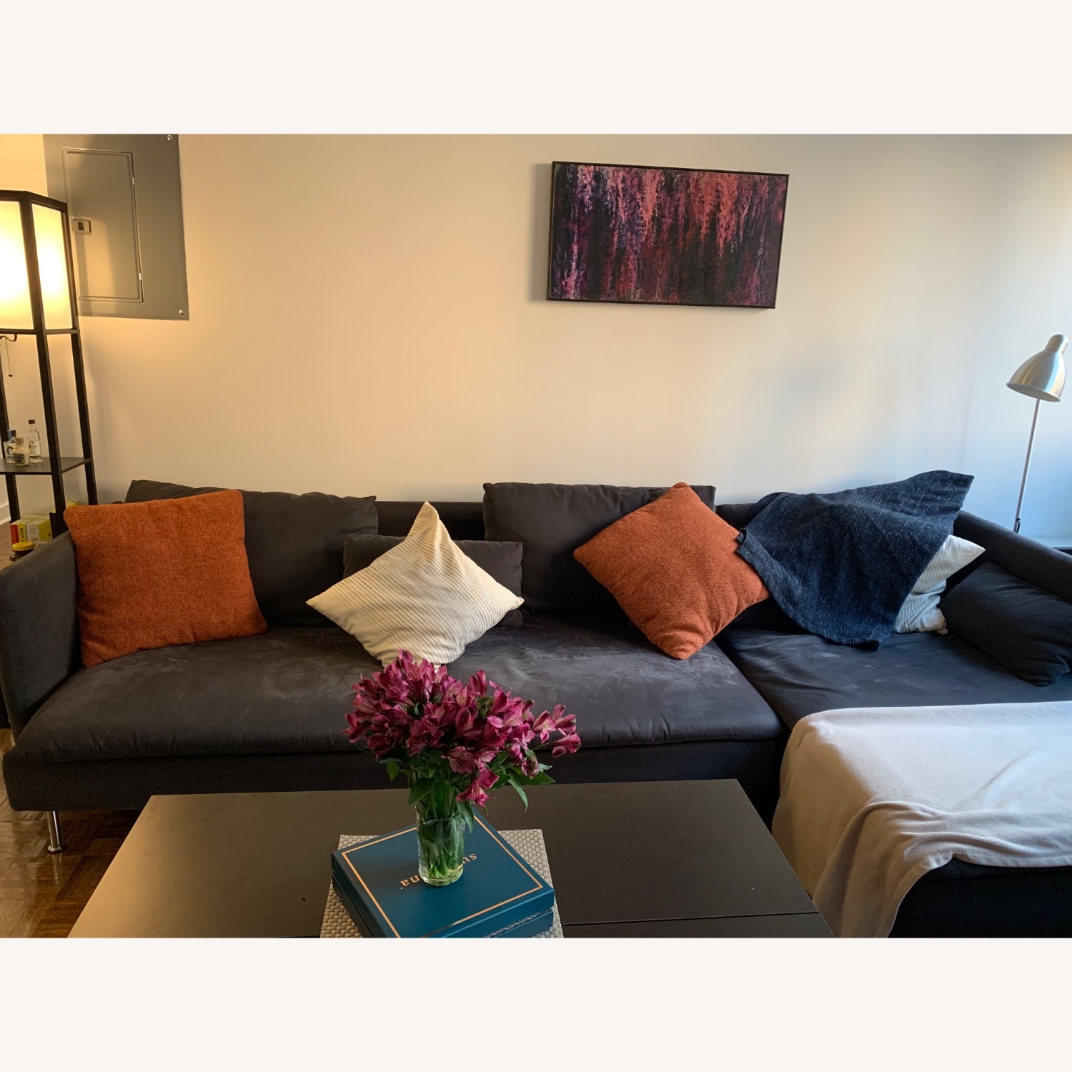 IKEA Dark Gray Fabric 2 Piece Sectional - image-1