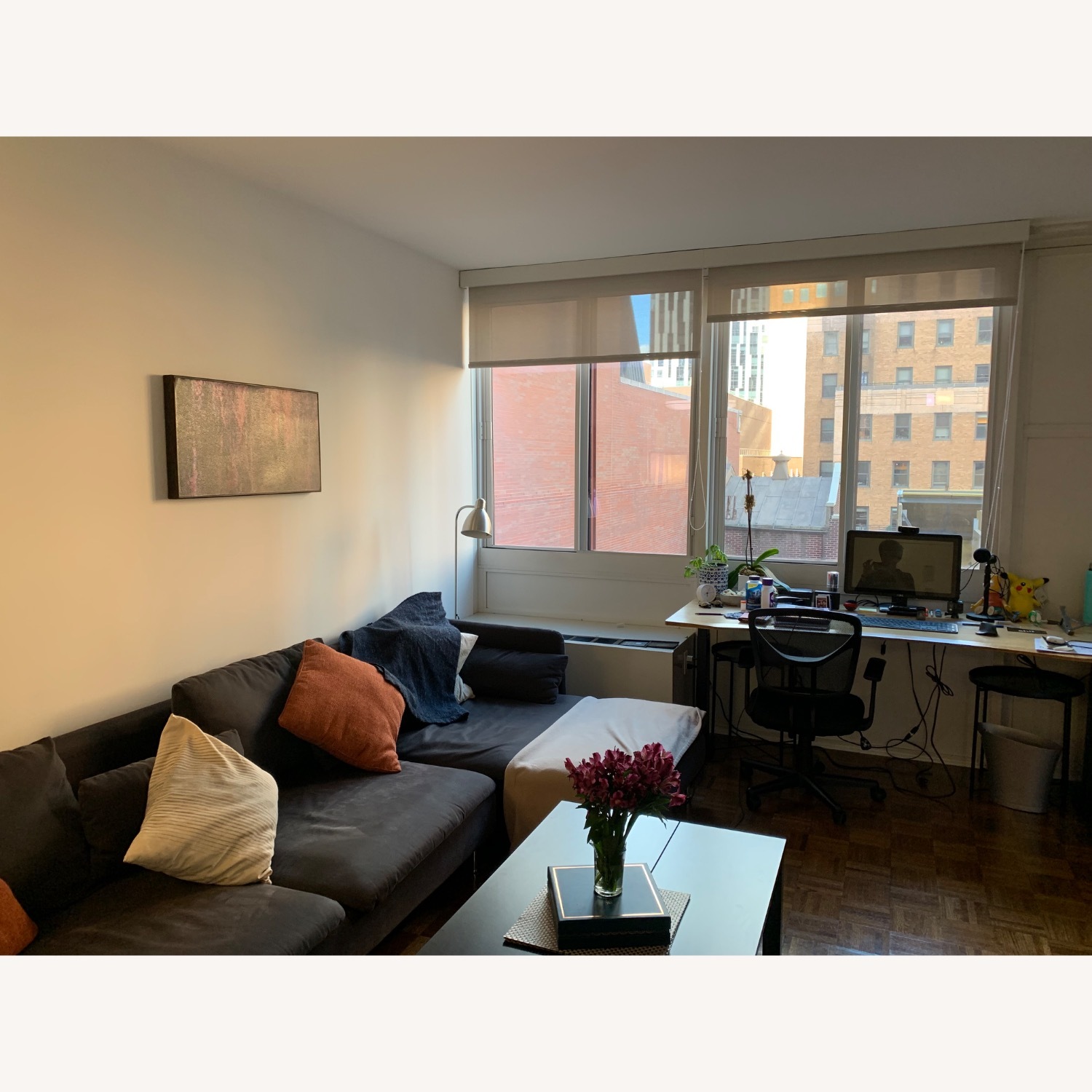 IKEA Dark Gray Fabric 2 Piece Sectional - image-2