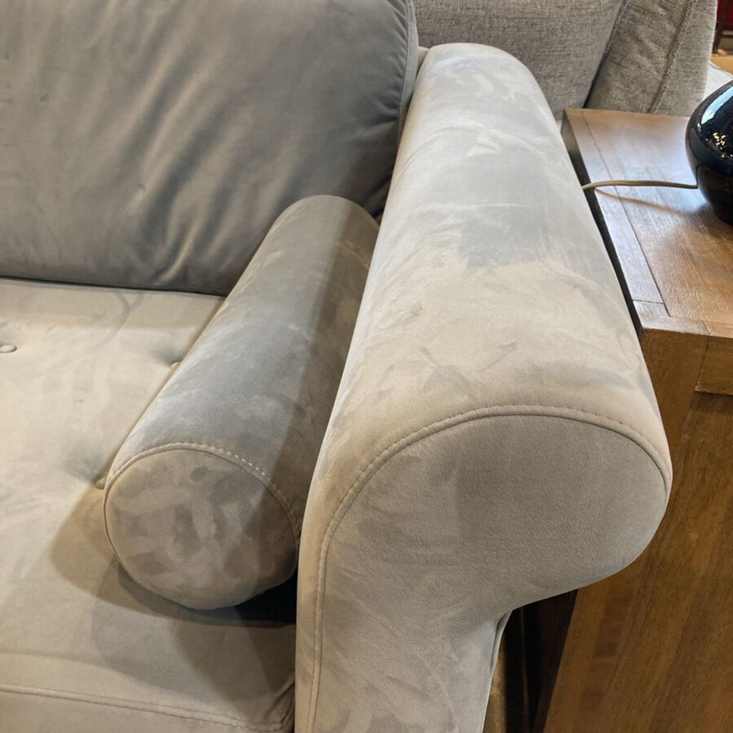 Roy's Furniture Velour Single Cushion Tufted Sofa - image-8