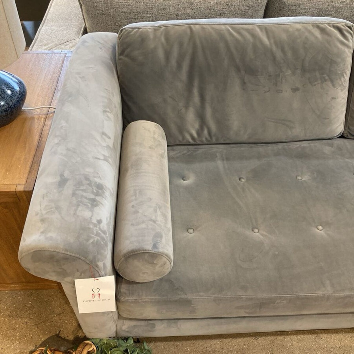 Roy's Furniture Velour Single Cushion Tufted Sofa - image-4