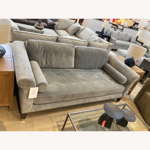 Used Roy's Furniture Velour Single Cushion Tufted Sofa for sale on AptDeco