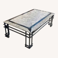 Modern Rectangular Faux Stone Top Coffee Table