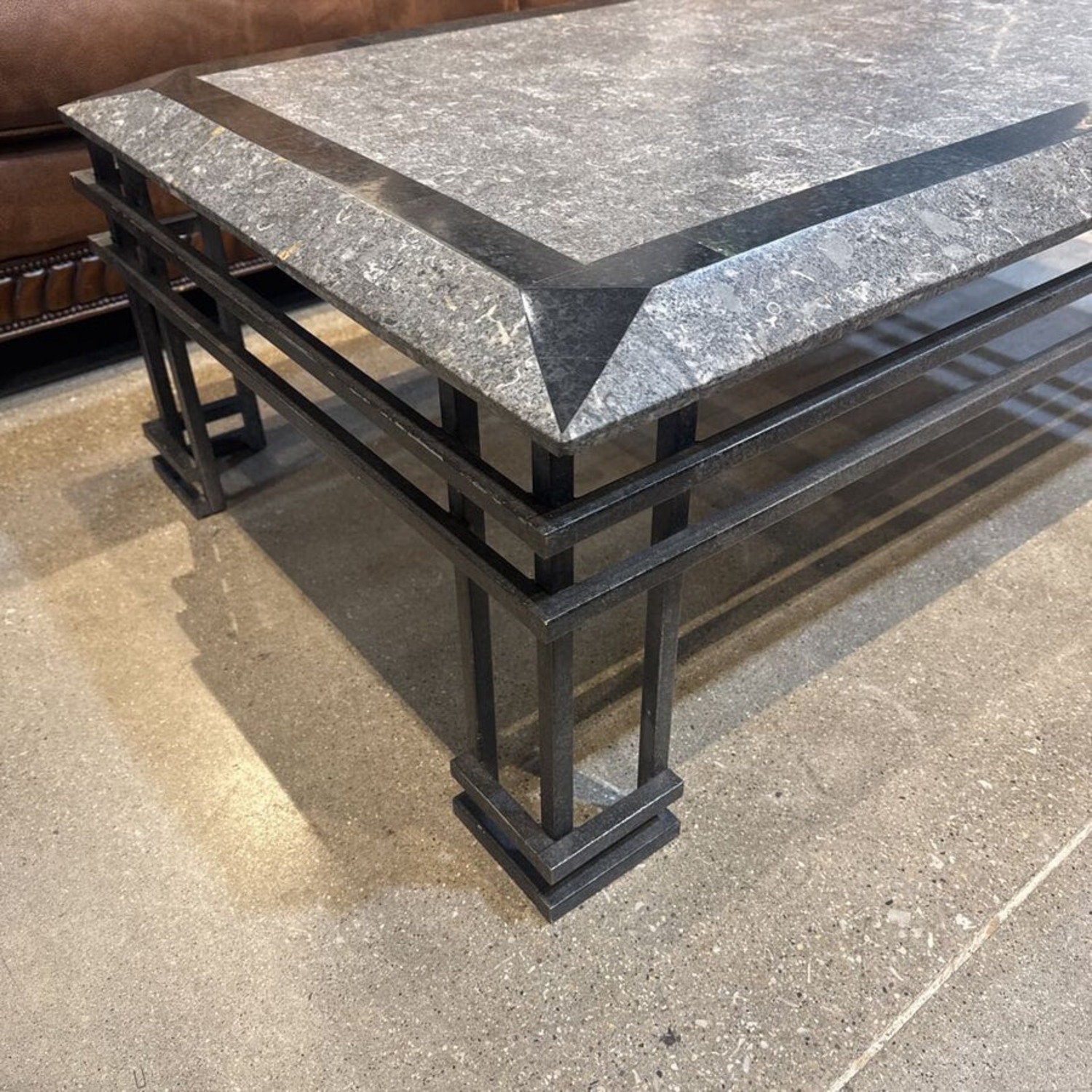 Modern Rectangular Faux Stone Top Coffee Table - image-3