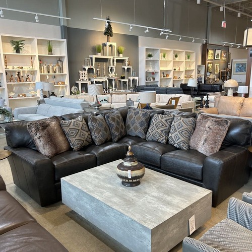 Used Italian Leather 2 Piece Sectional for sale on AptDeco