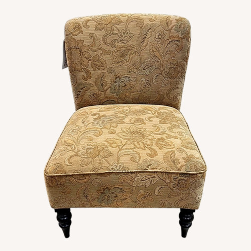 Used Floral Patterned Chenille w Wood Legs Chair for sale on AptDeco