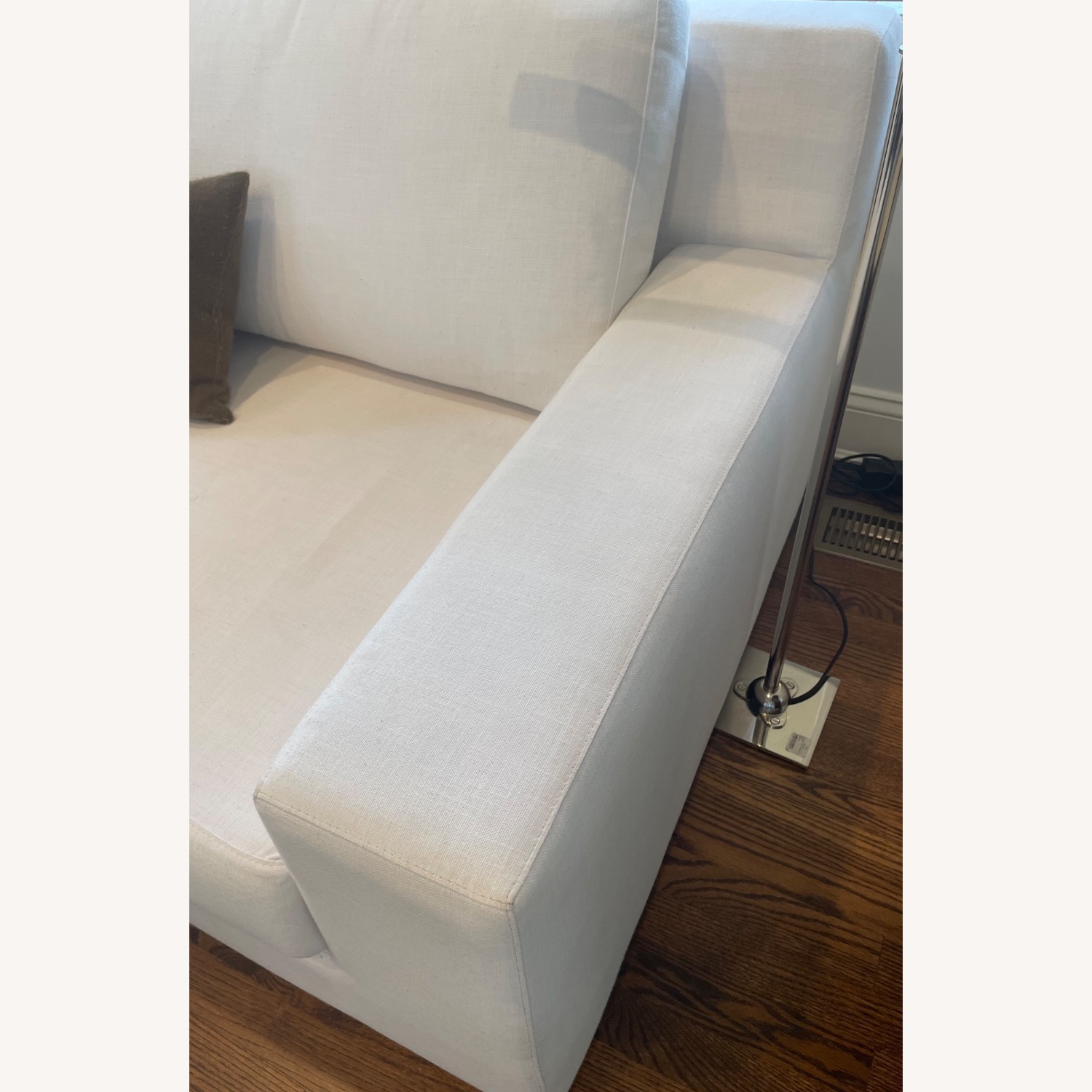 Restoration Hardware White Fabric 2 Seater Sofa - image-4