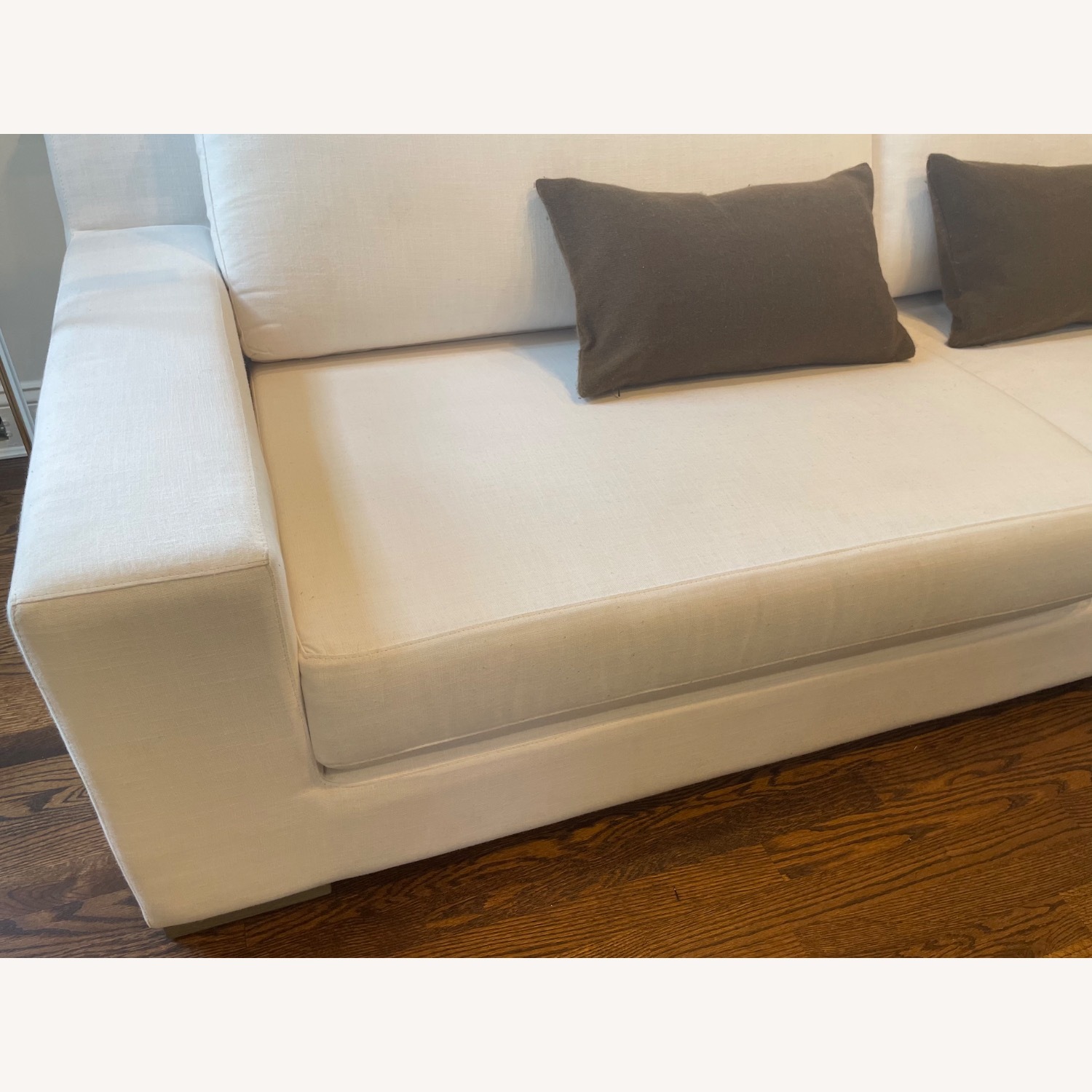 Restoration Hardware White Fabric 2 Seater Sofa - image-5
