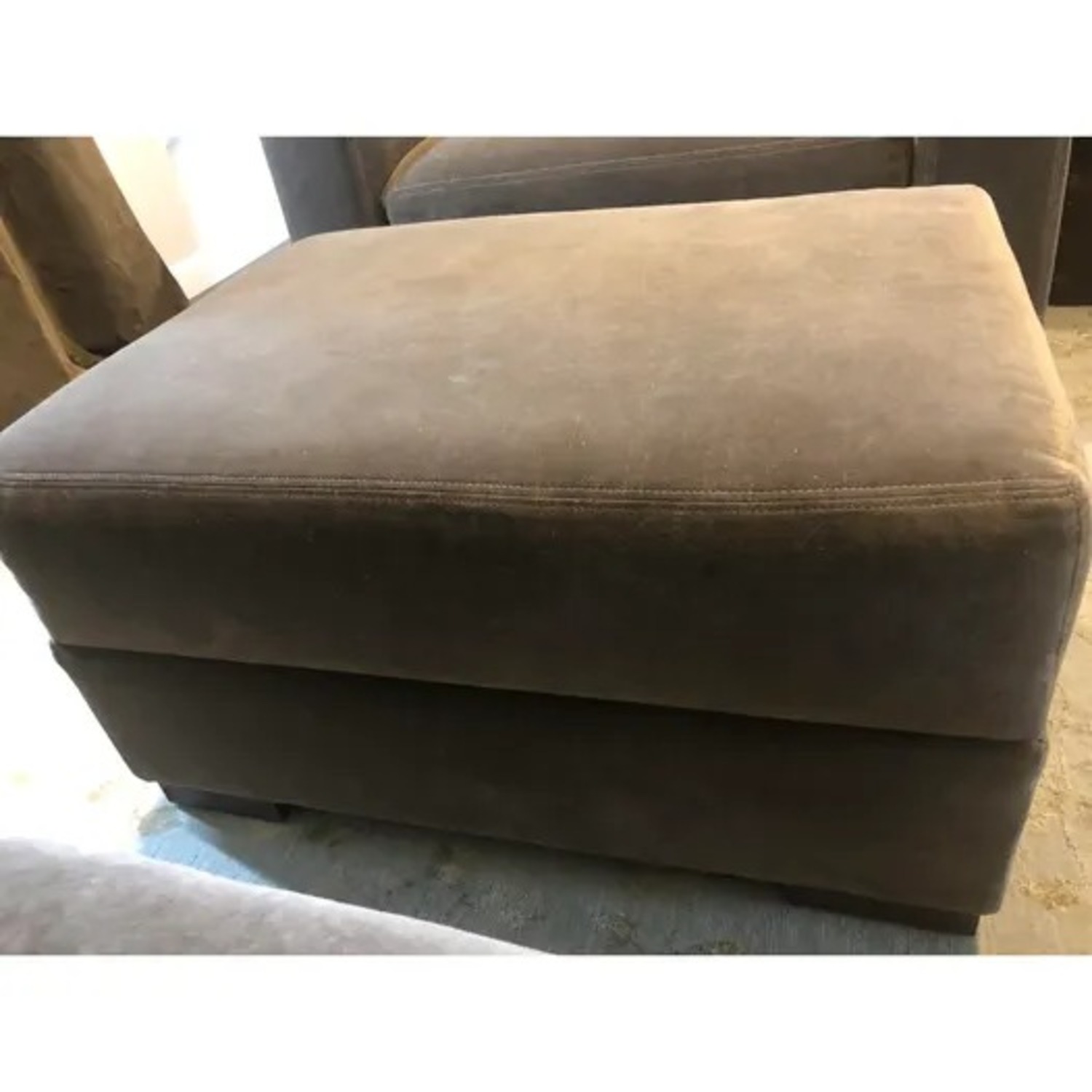 Restoration Hardware Maxwell Light Brown Velvet Ottomans - image-6