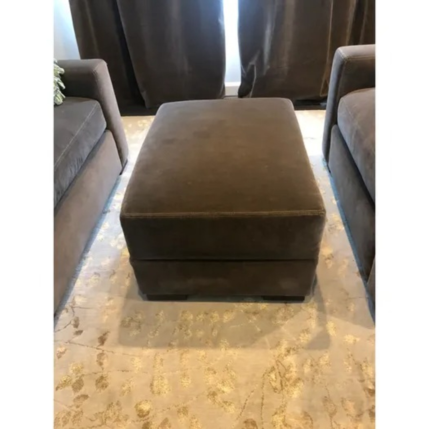 Restoration Hardware Maxwell Light Brown Velvet Ottomans - image-8